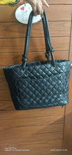 Load image into Gallery viewer, Authentic Chanel Shopping bag Cambon, black lambskin leather
