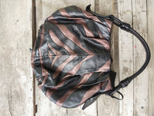 Load image into Gallery viewer, Prada Black &amp; Purple Striped Leather Hobo
