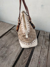 Load image into Gallery viewer, Gucci White Monogram Tote With Bamboo Accent 339002
