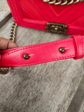 Load image into Gallery viewer, Chanel Boy dark green nubuck leather flap shoulder bag RED
