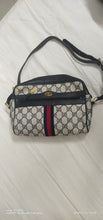 Load image into Gallery viewer, Authentic GUCCI Web Navy 10.02.004 GG Monogram Canvas Crossbody Bag 
